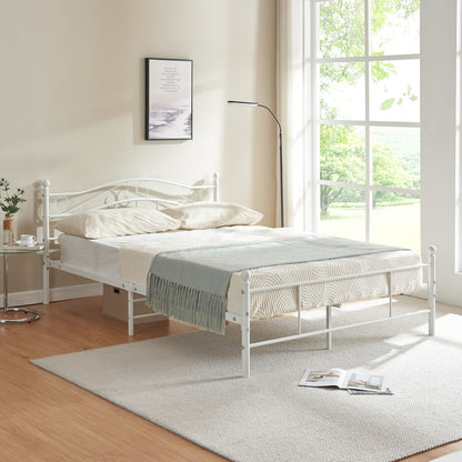 Metalen Bed – Stalen Bed – Kinderbed – Eenpersoonsbed – Tweepersoonsbed – Mat Wit – 140 x 200 cm – Stevig Metalen Frame – Inclusief Lattenbodem