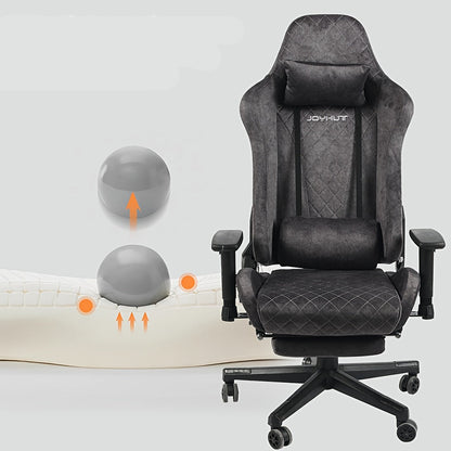 Gamingstoel – Gamestoel – Gaming Chair – Bureaustoel – Game Stoel – Ergonomisch Design – Verstelbare Hoogte 8 cm – Met Voetensteun – Vintage Flanellen Bekleding
