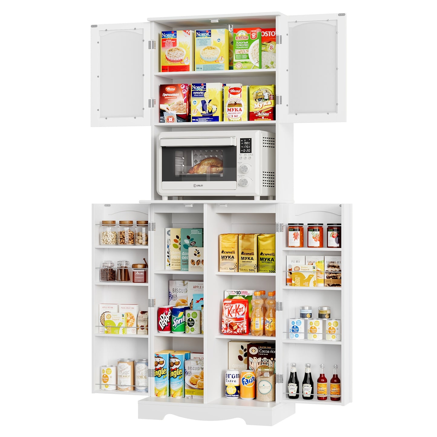 Keukenkast – Keukenmeubel – Opbergkast – Bovenkast – Hoge Kast – 181 cm Hoog – Verstelbare Planken – MDF Hout Afwerking