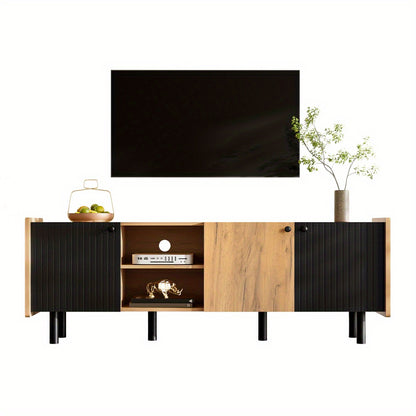 TV Meubel – TV Kast – Televisie Meubel – Mediameubel – Dressoir – Zwart met houtkleur – 160 cm breed – MDF materiaal