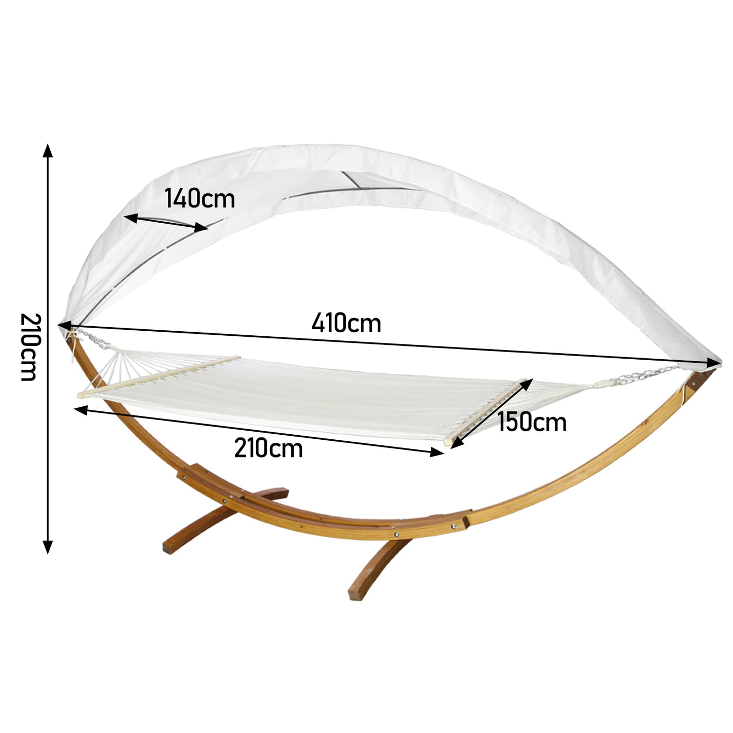 Dubbele Hangmat – Hangmat Met Frame – Tuinhangmat – Tuinmeubel – Larikshouten Frame – Zonnedak – 200 Kg Draagkracht