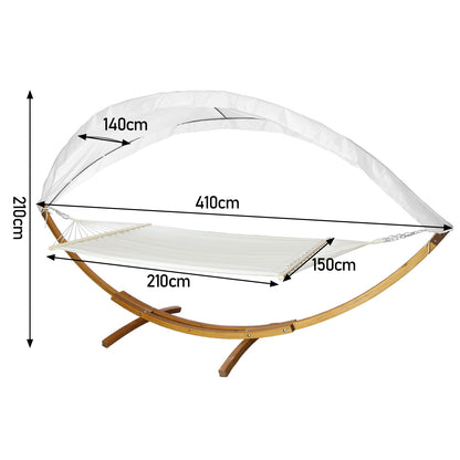 Dubbele Hangmat – Hangmat Met Frame – Tuinhangmat – Tuinmeubel – Larikshouten Frame – Zonnedak – 200 Kg Draagkracht
