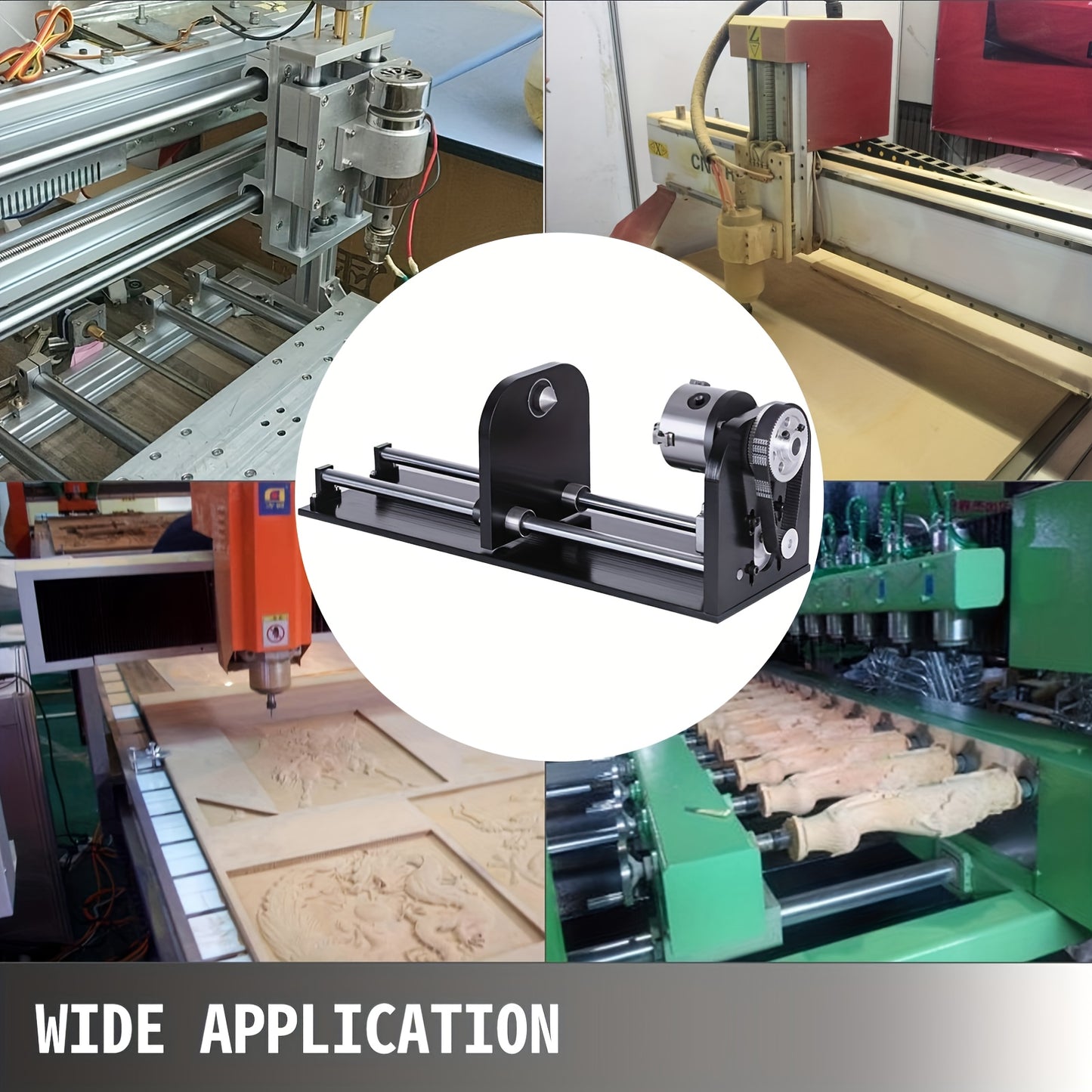 Rotary cutting machine and engraving machine accessories for A-axis, with 80mm three-jaw chuck and 230mm rail, CNC router/laser engraving machine rotary tool accessories, suitable for carving Golden wood