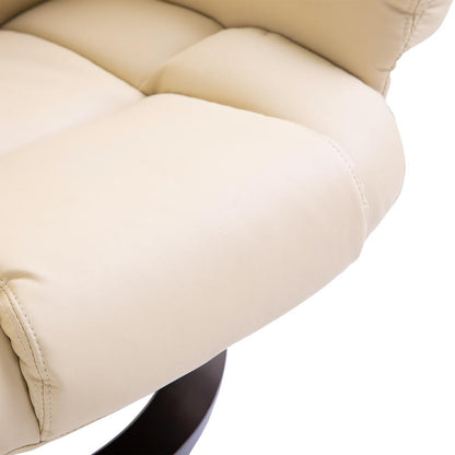Relaxfauteuil – Relaxstoel – Draaifauteuil – Lounge stoel – Zitfauteuil – Met handmatige verstelbare rugleuning – Stevig metalen frame tot 160 kg – Compact ontwerp crème kleur