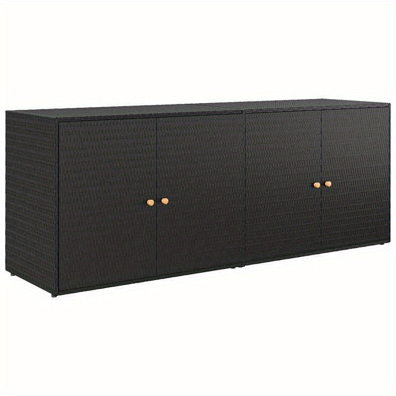 Buitenkast – Tuinopbergkast – Tuinkast – Opbergbox – Berging – Zwart – Poly Rattan – 198 x 55,5 x 80 cm – Duurzaam & Compact