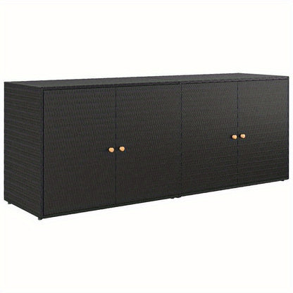 Buitenkast – Tuinopbergkast – Tuinkast – Opbergbox – Berging – Zwart – Poly Rattan – 198 x 55,5 x 80 cm – Duurzaam & Compact