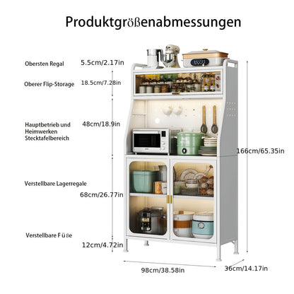 Keukenopberger – Kast – Buffetkast – Koffiebar – Opbergkast – Zwart Gietijzer – Instelbare Planken – Pegboard