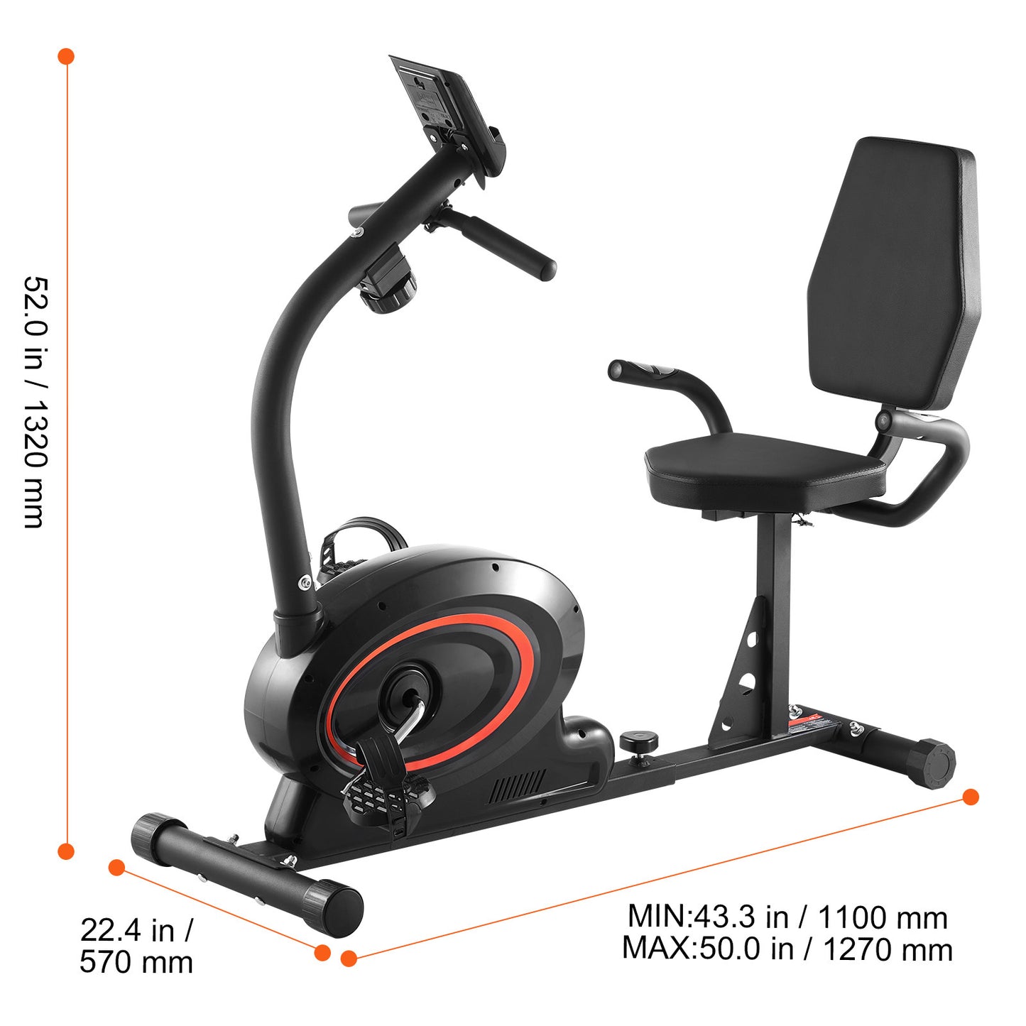 Ligfiets – Hometrainer – Recumbent Fitnessfiets – Seniorentrainer – Magnetische Weerstand – Ergonomisch Ligzitje – Verstelbare Weerstand – Stevig Frame