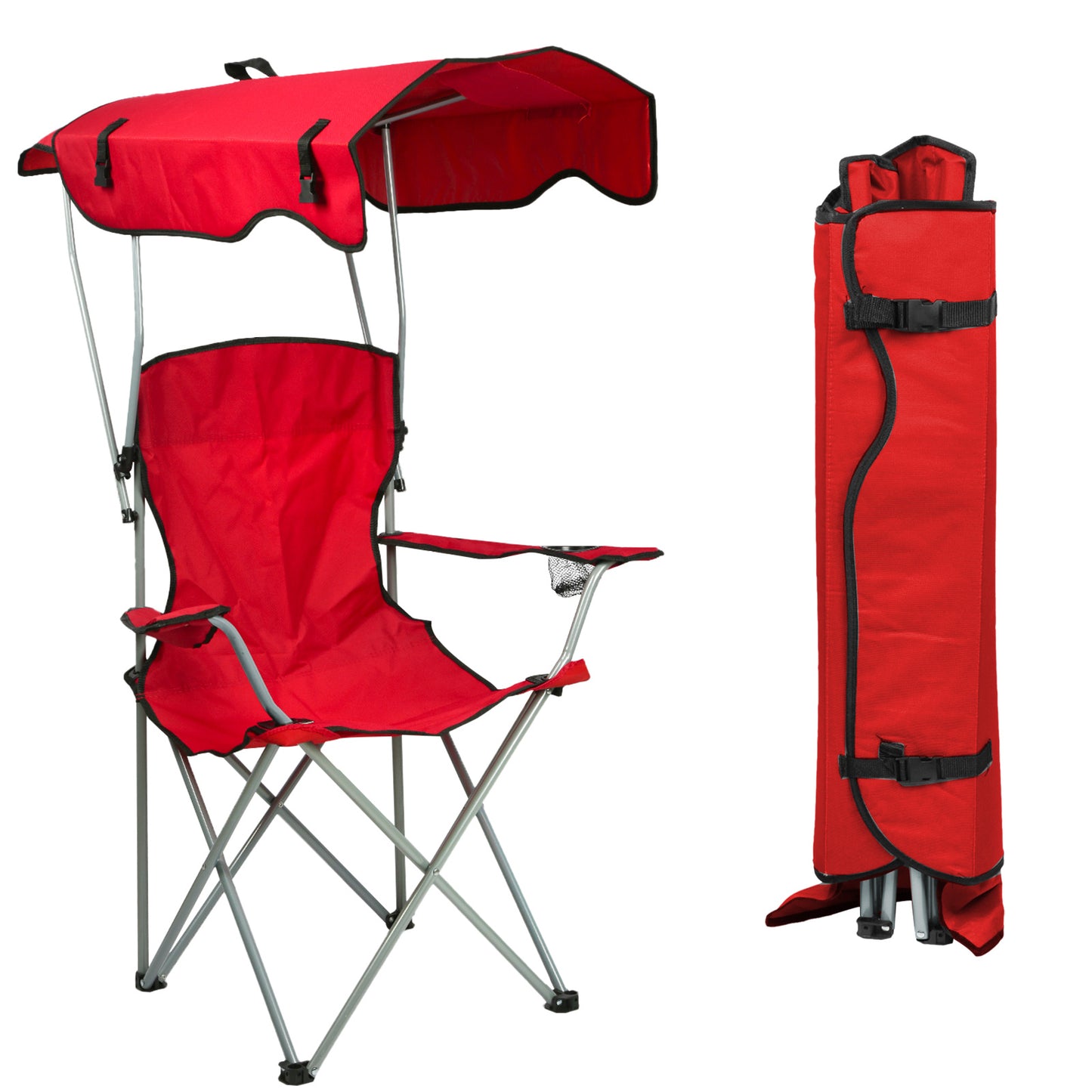 Opvouwbare Strandstoel – Strandstoel Met Parasol – Tuinstoel – Campingstoel – Vouwstoel – Compact Design – Oxford Stof