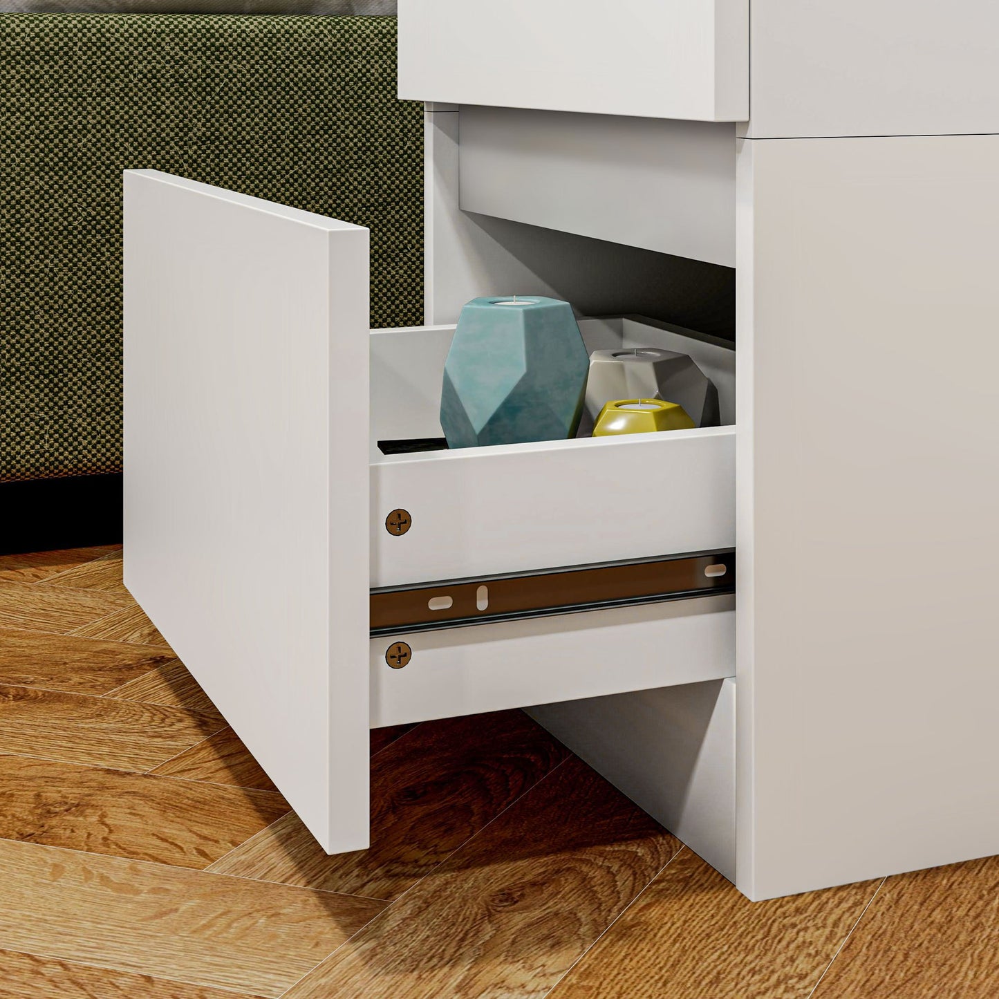 Nachttafel – Nachtkastje – Bijzettafel – Opbergmeubel – Ladeblok – Wit – 2 Ruime Lades – Hoogwaardige MDF Afwerking