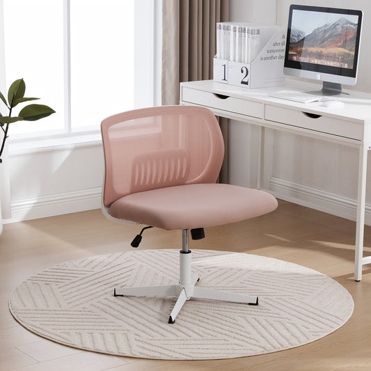 Armless Office Chair with Rocking Function & Height Adjustment - 360° Swivel, Ergonomic Cross-Legged Design, Lightweight Durable Plastic Frame, Manual Recline Handle - Spacious Reading/Living Room Chair for Home Office, 5 Co
