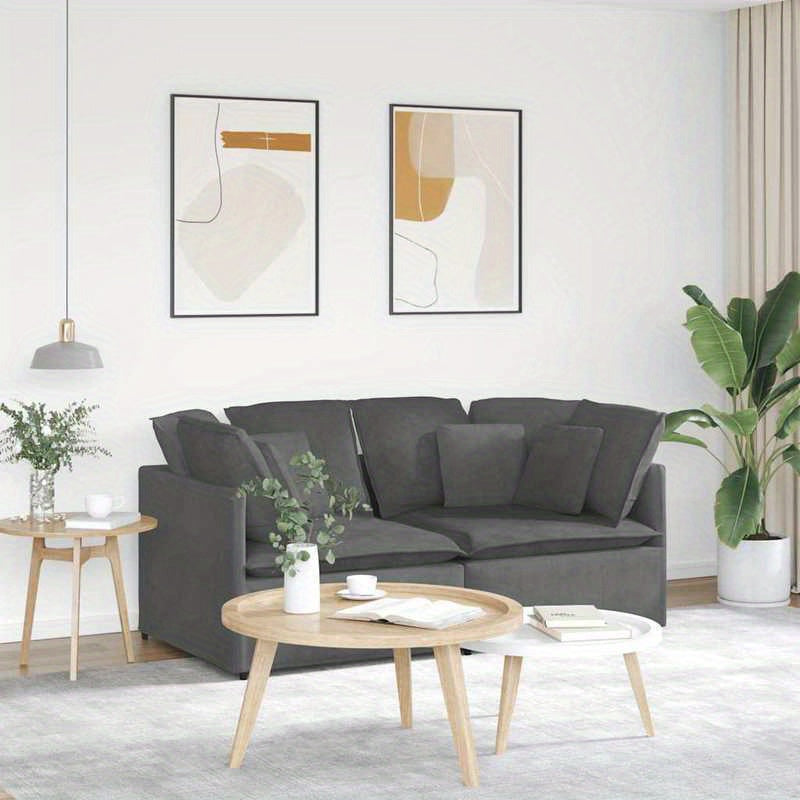 Modulaire Bank – Hoekbank – Zitbank – Modulair Sofa – Bankstel – Donkergrijs Corduroy – Stevige Houten Basis – Losse Kussens