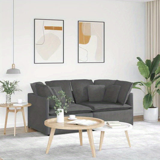 Modulaire Bank – Hoekbank – Zitbank – Modulair Sofa – Bankstel – Donkergrijs Corduroy – Stevige Houten Basis – Losse Kussens