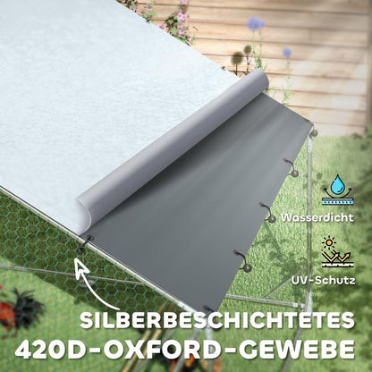 Kippenren – Kipphok – Hennenhok – Kippenhok – Pluimveehok – Grote Robuuste Kippenren – Automatische Voederbak – UV-Bestendig Zeil