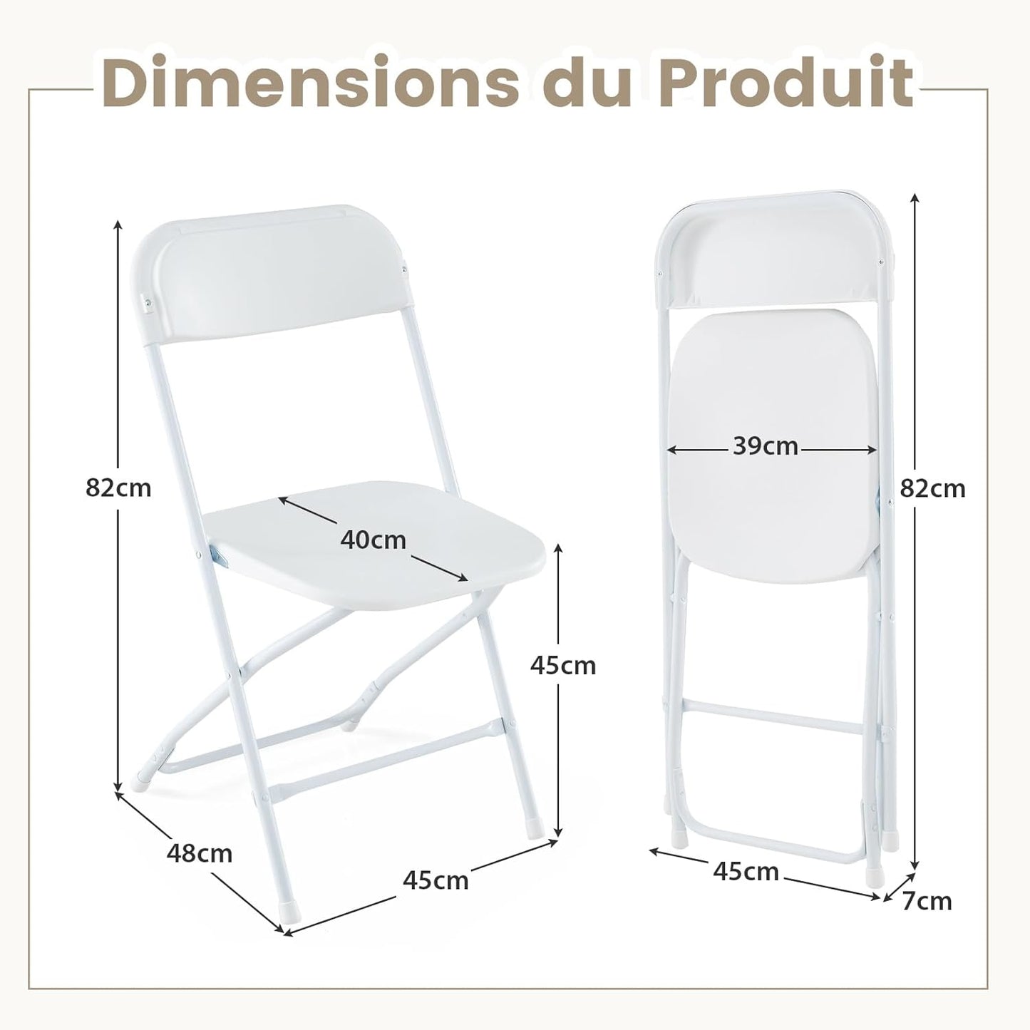 Inklapbare Stoelen – Vouwstoelen – Opklapstoelen – Zitstoelen – Eetkamerstoelen – Set Van 4 – Hoge Draagkracht 350 Kg – Stevig Metalen Frame
