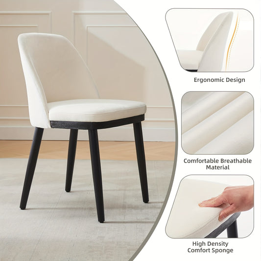 Eetkamerstoelen – Stoelen – Kuipstoelen – Keukenstoelen – Set van 4 – Beige Linnen Bekleding – Stevige Houten Poot