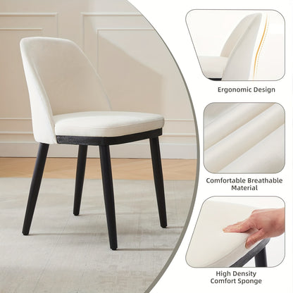 Eetkamerstoelen – Stoelen – Keukenstoelen – Set Van 2 – Beige – Modern Design – Dikke Schuimkussens – Houten Poten