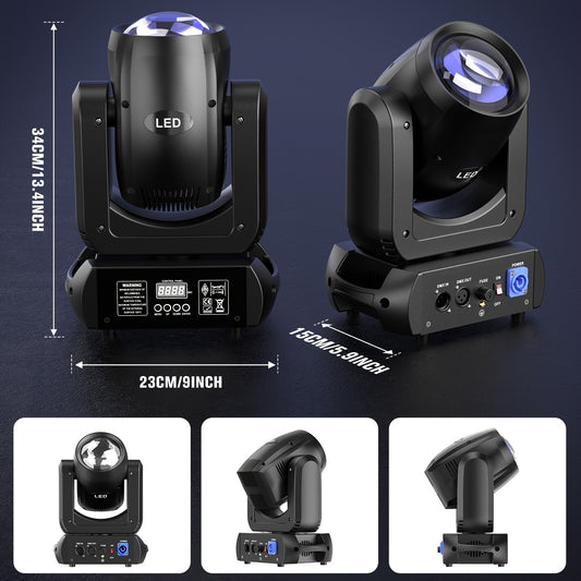 200W LED Moving Head Beam Licht – Stage Lamp – DJ Verlichting – Feestverlichting – Podiumlicht – Aluminium Behuizing – 18 Prism Gobo Effect – DMX512 Besturing