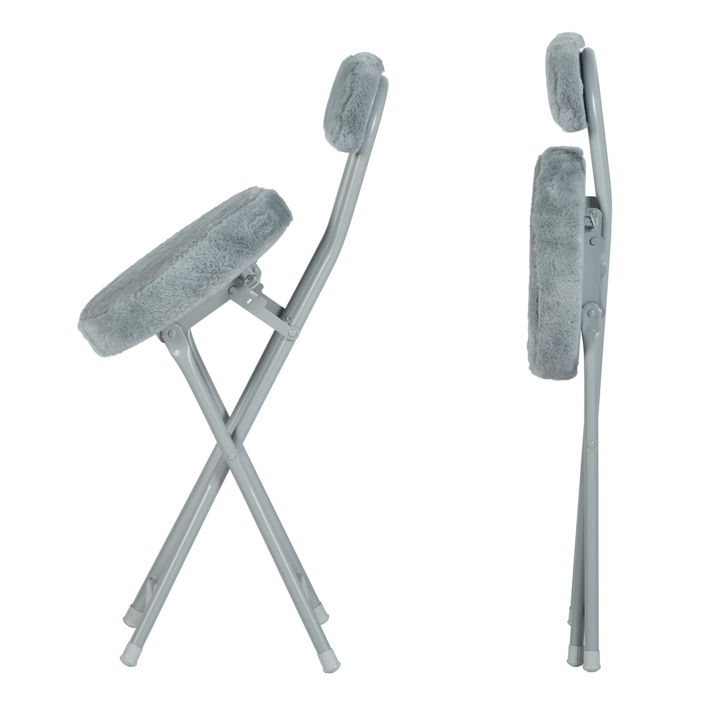 Skistoel – Ski Stoel – Opvouwbare Stoel – Binnenstoel – Comfortabele Zitplek – Set Van 4 – Zachte Pluche Bekleding – Stevig Metalen Frame