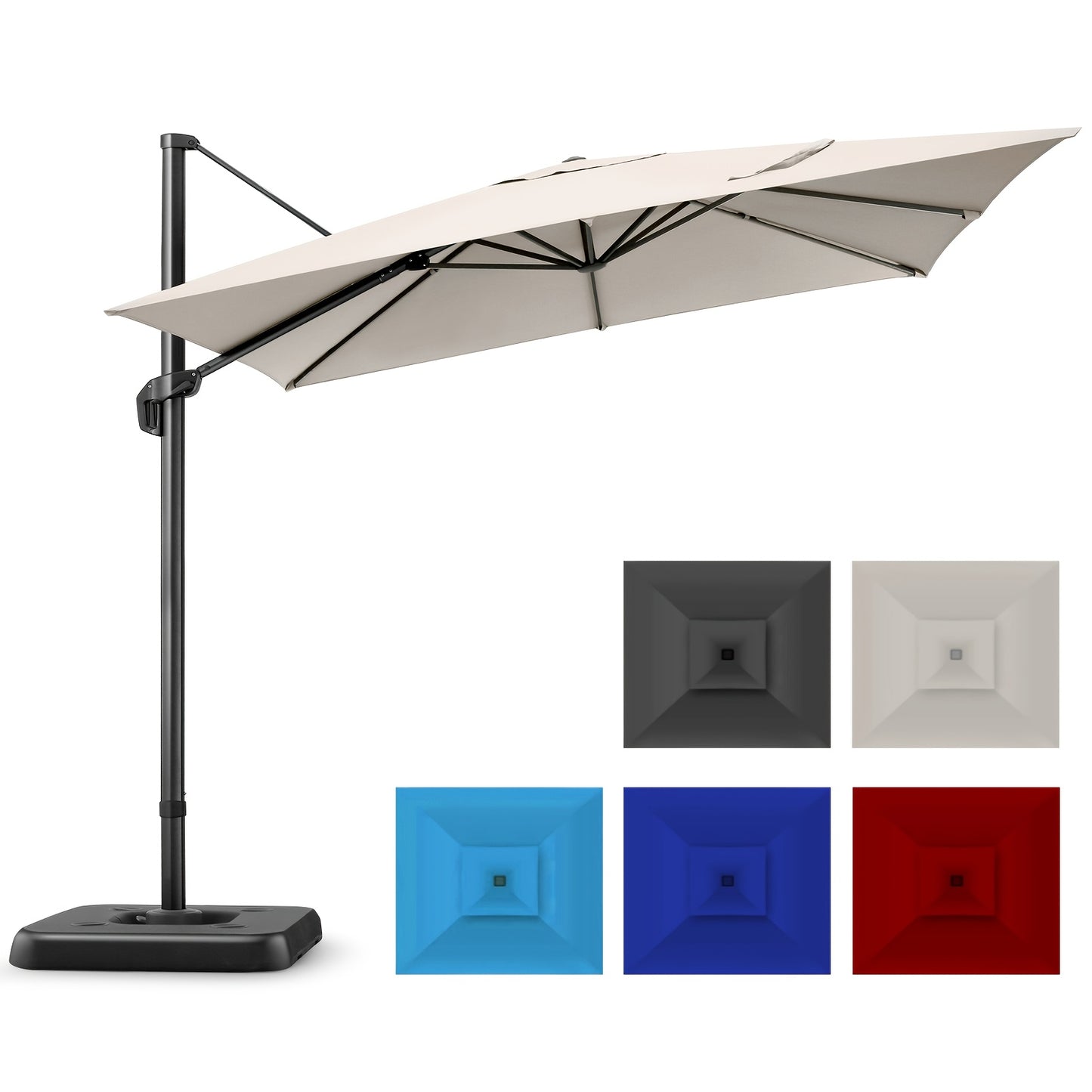 3x3m Adjustable Height Patio Tent Umbrella - Outdoor Canopy with Red & Black Mesh Panels, UV Protection & Wind-Resistant Design for Poolside, Garden, Commercial Use, Patio Umbrella, Garden Shade, Durable Fabric Umbrella