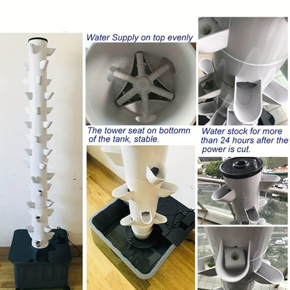 Vertical Hydroponic Grow Tower Aeroponic Tower for Herbs, Fruits And Vegetables 15 Layer 45 Plants Sites with Movable Water Tank Pump Timer Adapter, Hydroponics Growing Tower System Kit, Indoor