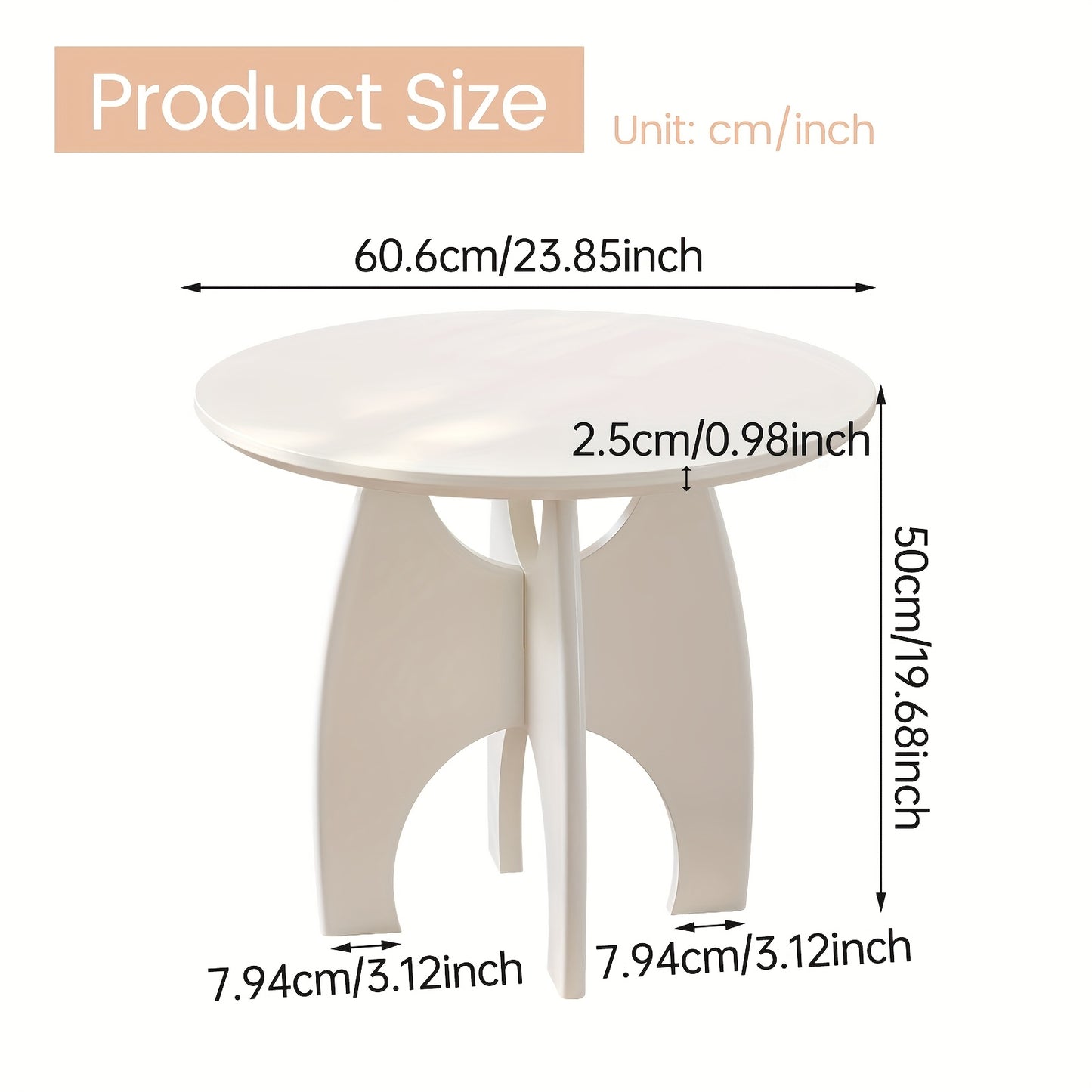 Witte Ronde Salontafel – Bijzettafel – Koffietafel – Tafel – Decoratietafel – Modern Minimalistisch Design – Unieke Sculpturale Poten – Compact Ruimtebesparend – Eenvoudige Montage
