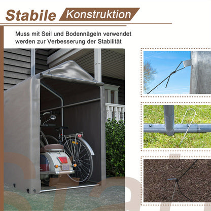 Fietsenstalling – Fietsgarage – Fietsberging – Fietsenhok – Tuinschuur – Donkergrijs – Waterafstotend – Compact 187x100x160 cm