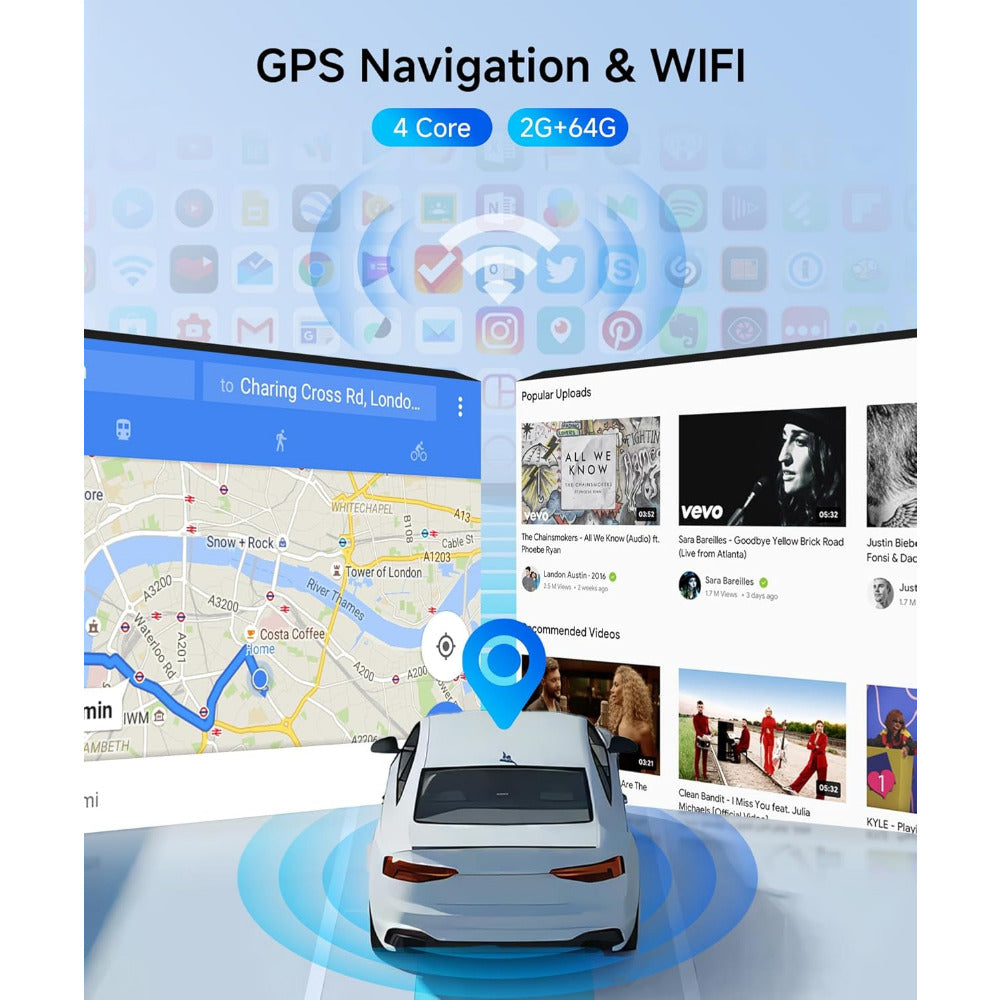 Autonavigeer Toestel – Autoradio – Android Navigatie – Carplay Systeem – Draadloze GPS – 7 Inch Touchscreen – 2GB RAM + 64GB ROM – Inclusief AHD Achteruitrijcamera