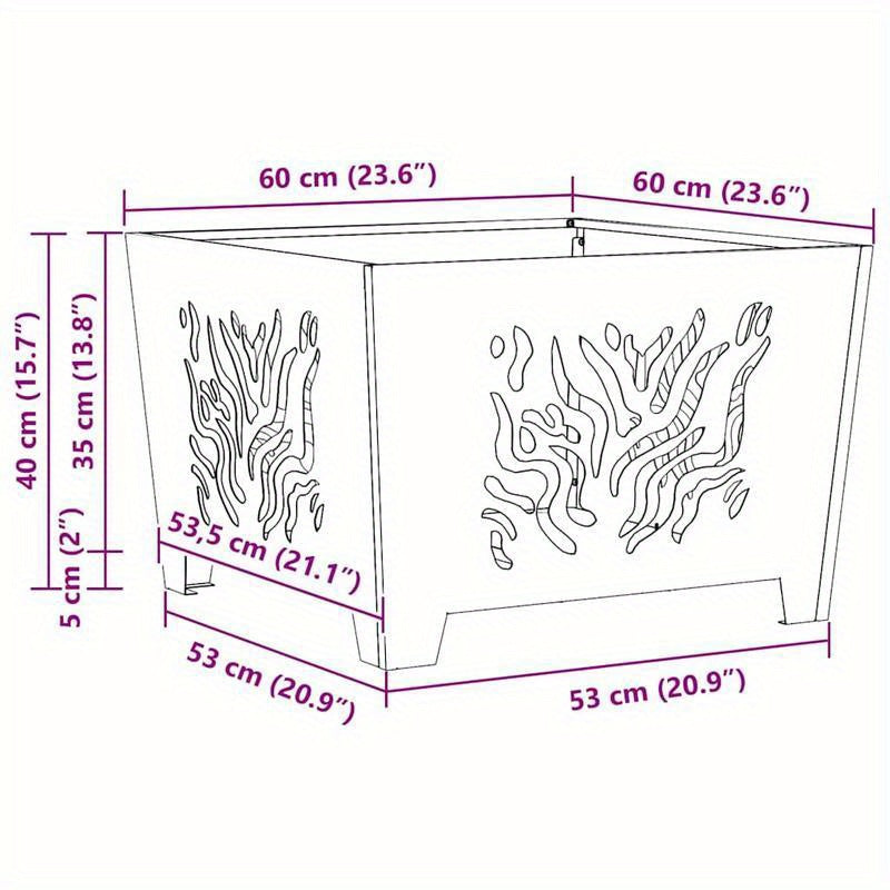Vuurschaal – Vuurkorf – Tuinhaard – Terrasverwarmer – Buitenhaard – Zwart Staal – 60x60x40 cm – Inclusief Aansteker en Vonkontsteker