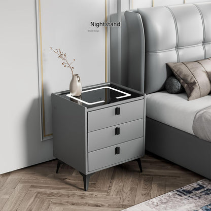 Slimme Nachtkast – Nachtkastje – Bijzettafel – Bedtafel – Opberglade – Draadloos Opladen – Instelbare LED-Verlichting – 2 Lade Model – Metaal & Geharde Glasplaat – Compact & Ruimtebesparend