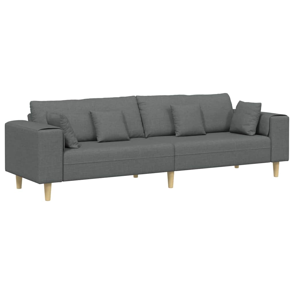 Bank – Bankstel – Sofa – Zitmeubel – Woonkamermeubel – Donkergrijs Stof – Ergonomisch Comfort – Stevig Multiplex Houten Frame