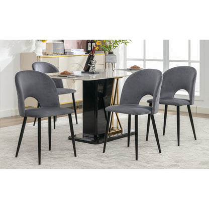 Eetkamerstoel – Stoel – Designstoel – Beklede Stoel – Fluwelen Stoel – Grijs + Fluweel – Verstelbare Poten – Robuust Metalen Frame