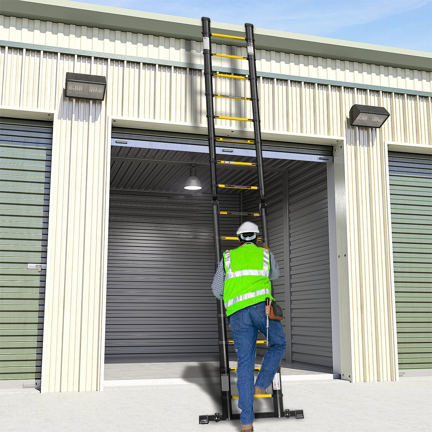 Telescopische Ladder – Telescoopladder – Vouwladder – Uitschuifbare Ladder – Aanleunladder – Aluminium – Max. 150 kg Draagkracht – Compact Opvouwbaar