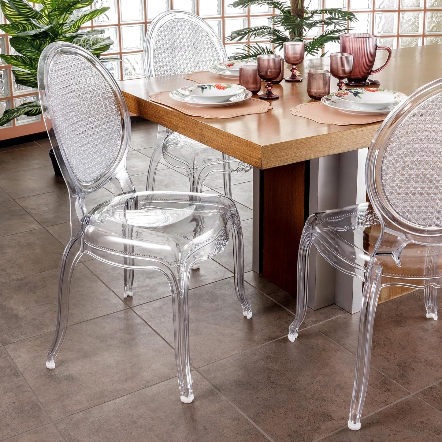 Transparante Stoelen – Eetkamerstoelen – Polycarbonaat Stoelen – Stapelbare Stoelen – Design Stoelen – Set Van 4 – Waterbestendig – Lichtgewicht & Duurzaam