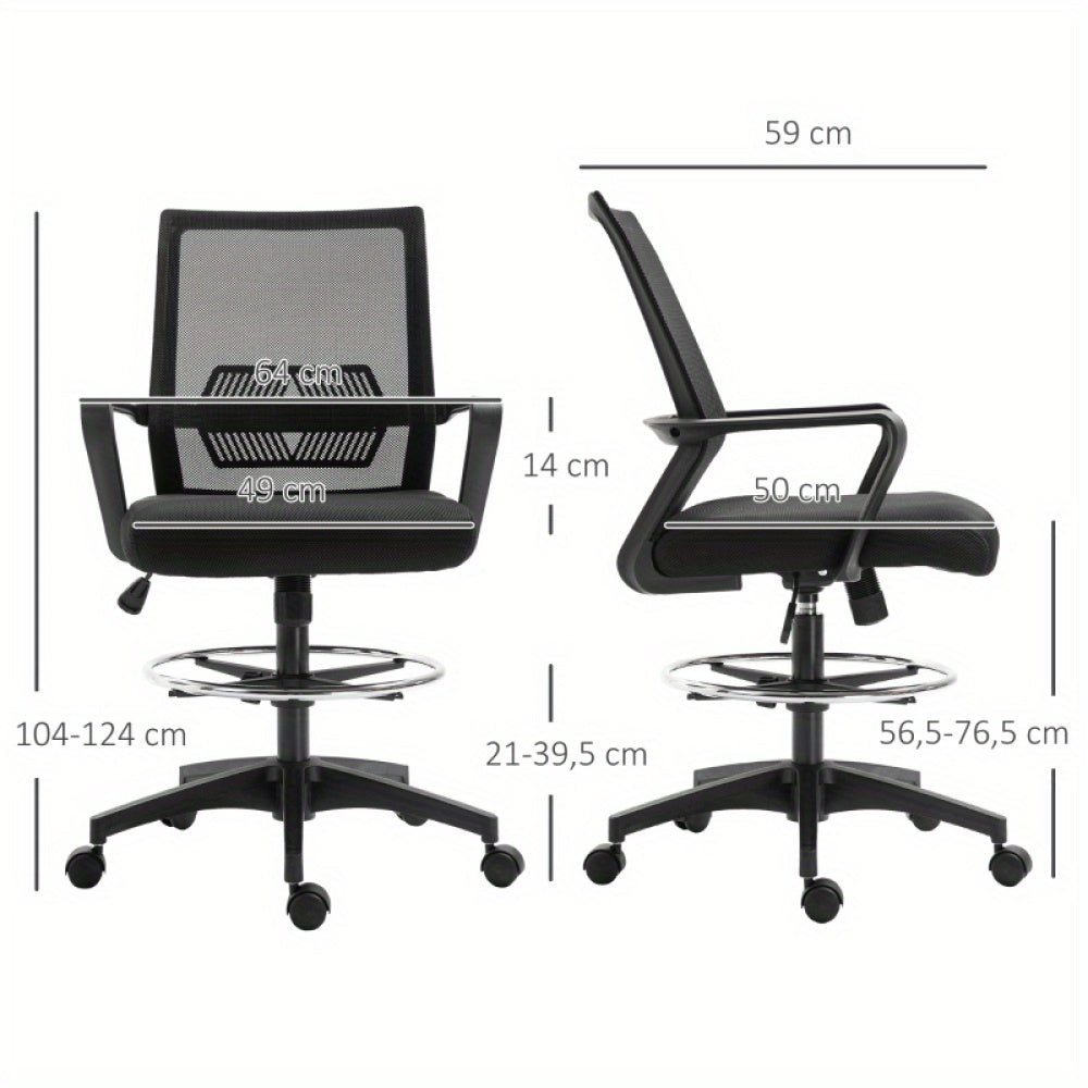 Bureaustoel – Office Chair – Draaistoel – Computerstoel – Bureaustoel – Ergonomisch – Verstelbare Voetensteun & Lendensteun – Mesh Rugleuning & Schommelfunctie – Zwart