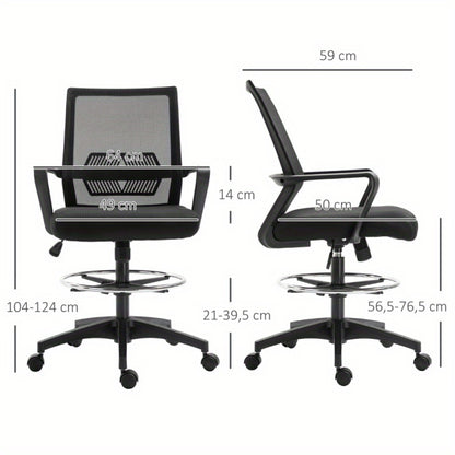 Bureaustoel – Office Chair – Draaistoel – Computerstoel – Bureaustoel – Ergonomisch – Verstelbare Voetensteun & Lendensteun – Mesh Rugleuning & Schommelfunctie – Zwart