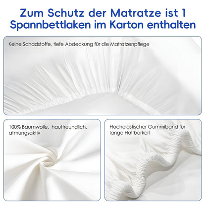 Pocketveringmatras – Matras – Slaapmatras – Innerspring Matras – 100x200 cm – 7-Zone Pocketvering – Hypoallergeen – Medium Stevig H3 – Hoogte 22 cm – Ademend Katoen
