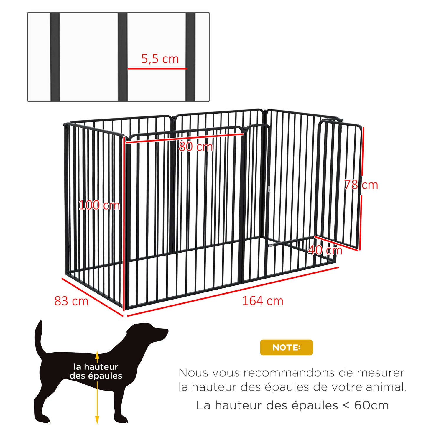 Hondenren – Puppyren – Hondenbench – Hondenkennel – Dierenren – Modulair Ontwerp – Epoxy Staal 100 cm Hoog