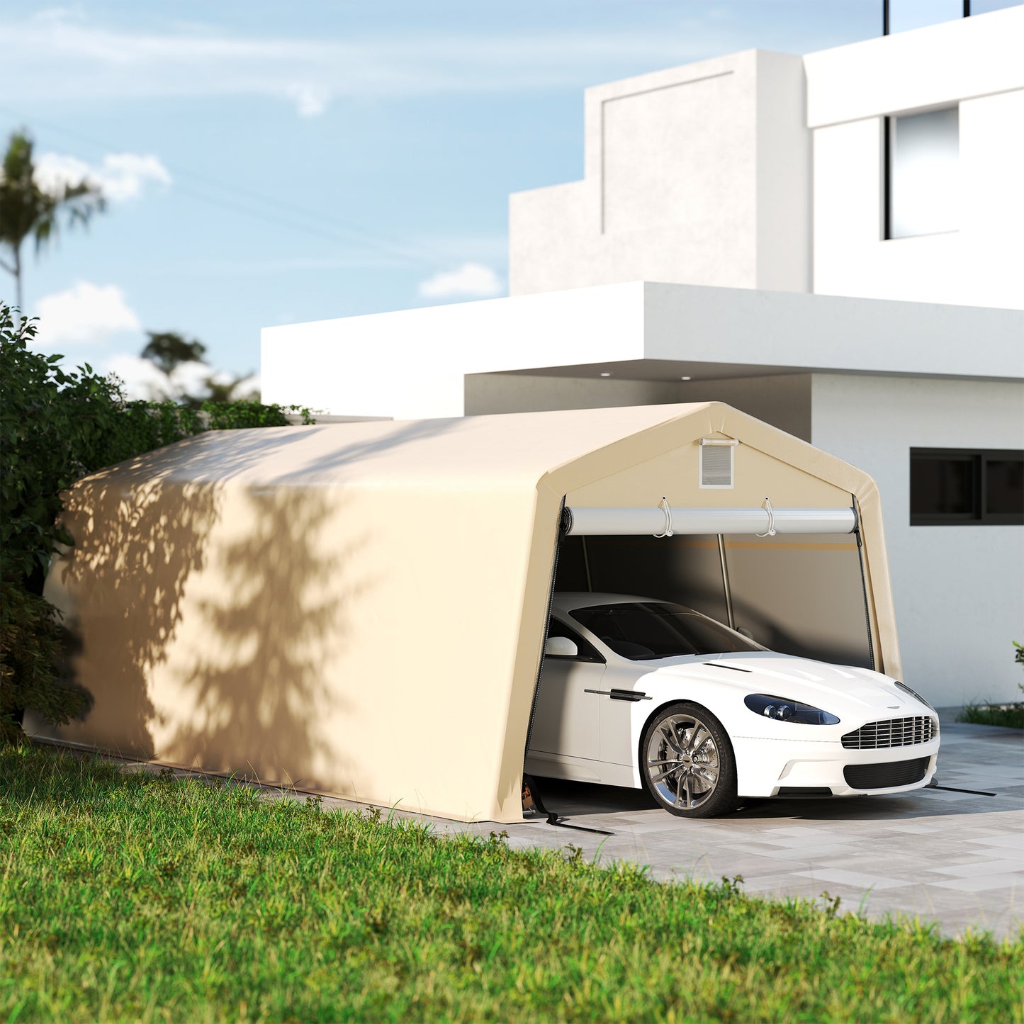Carport – Garage – Overkapping – Schuur – Tent – Waterdicht PE 150 g/m² – Gegalvaniseerd Stalen Frame 6,2x3,3x2,4 m
