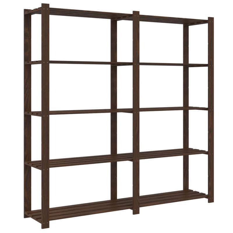 Opbergrek – Opbergrek – Stellingkast – Opbergkast – Rek – 5 Laags – Hoogwaardig Dennenhout – 170x38x170 cm – Bruin