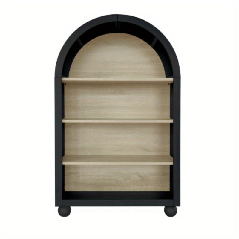 Boekenplank – Boekenkast – Wandrek – Opbergrek – Boekendisplay – Modern Zwart Metaal – 120 cm Hoog – Gebogen Arch Design