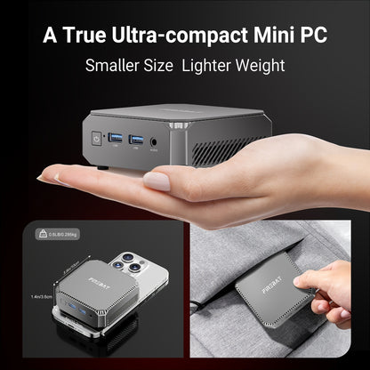 Mini PC – Mini Computer – Compact Desktop – Kleine PC – Stille PC – 12 GB DDR4 RAM – 512 GB SSD – Dual 4K HDMI – WiFi 5 & Bluetooth 4.2