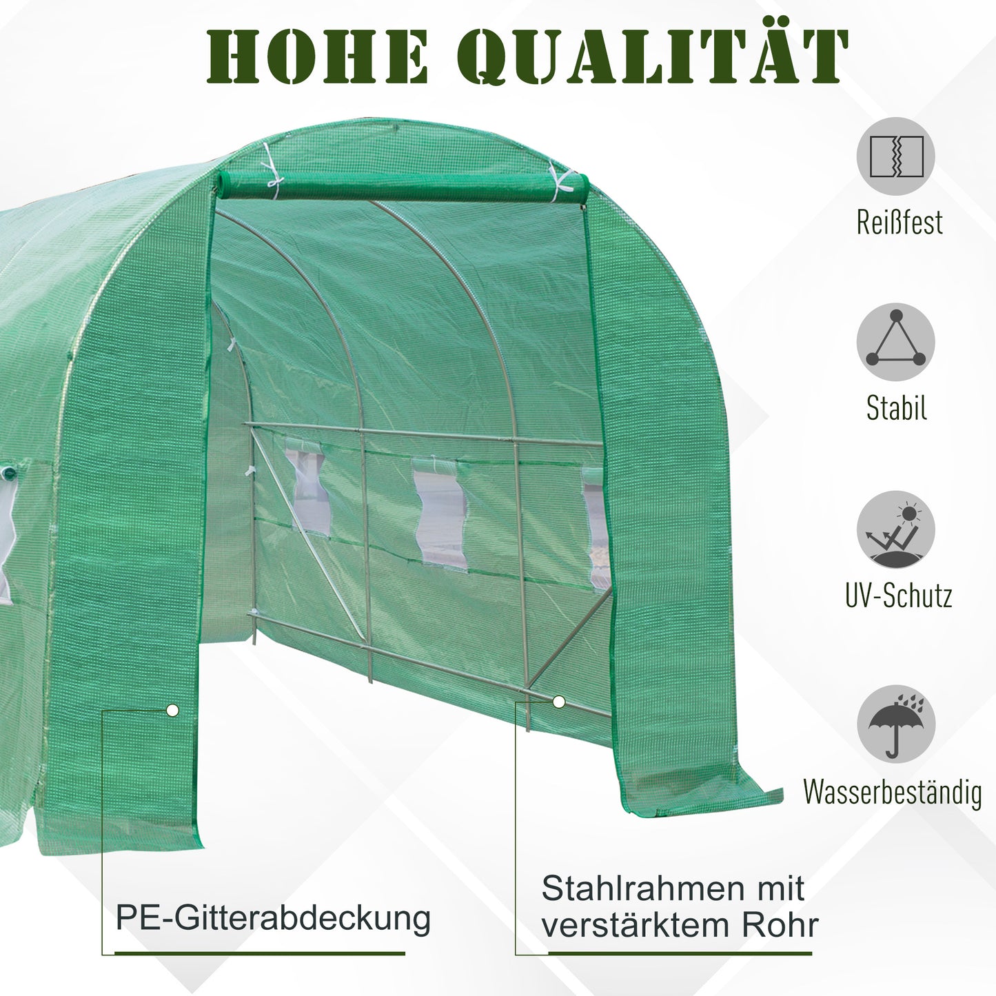 Kas – Serre – Kweekkas – Tuinkas – Plantentunnel – Stevig Gegalvaniseerd Stalen Frame – Afmetingen 445x190x200 cm