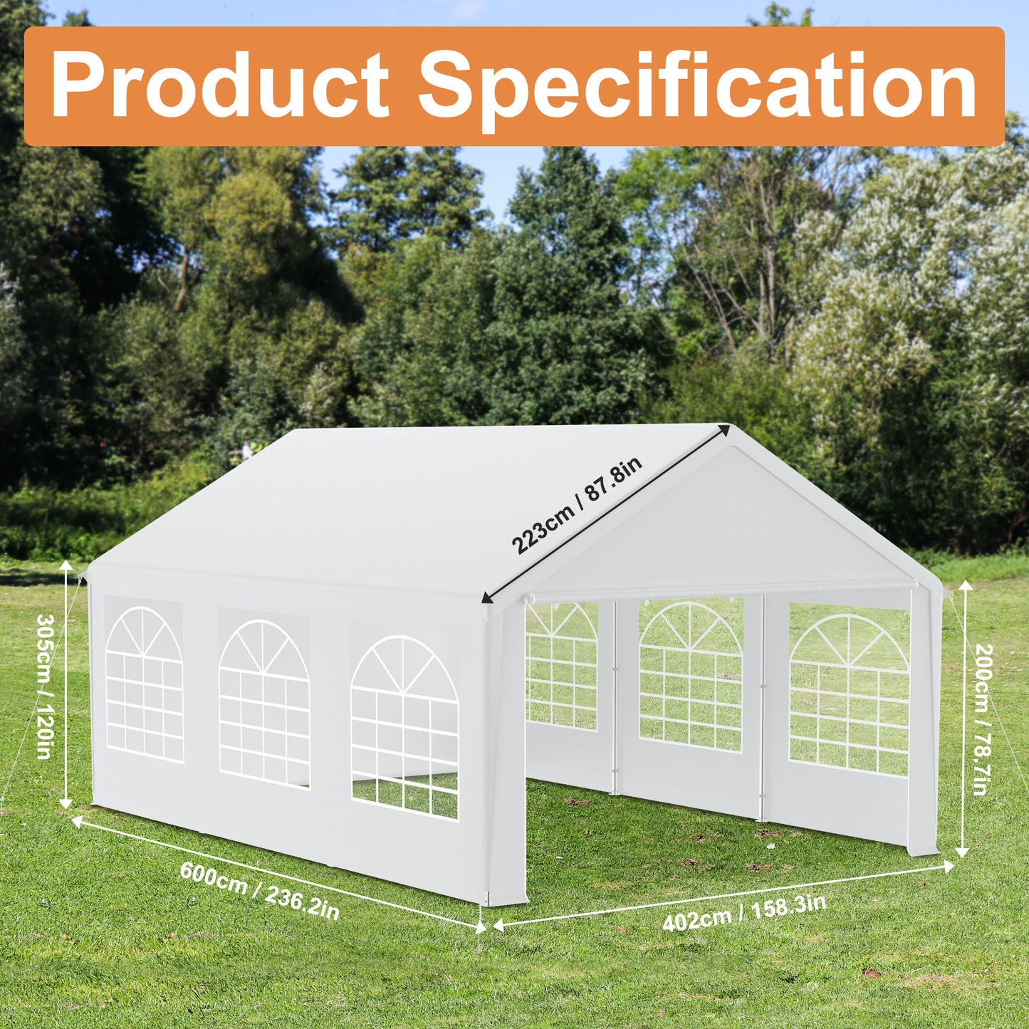 Gazebo Party Tent Garden Tent with Removable Side Walls, Stable, Cold And Sun Protection