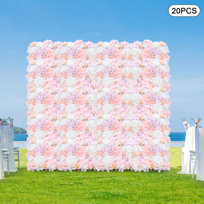 Bloemenmuur – Kunstbloemenwand – Bloemenpaneel – Sierbloemenwand – Kunstbloemenpaneel 20 stuks – Realistische Rozen, Dahlia’s en Hortensia’s – Makkelijk Bevestigen – Duurzaam Kunststof