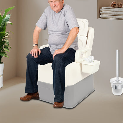 Mobiele Toiletestoel – Draagbaar Toilet – Bed Commode – Hygiënische Stoel – Senioren Potje – Afneembare Armleuningen – Antislip Voeten – Geurafsluitend Emmer