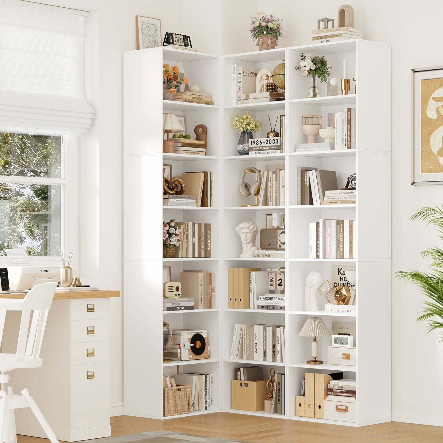 Boekenkast – Boekplank – Opbergkast – Vakkenkast – Wandkast – Verstelbare Legplanken – Stevig Massief Hout – Vrijstaand Wit Design