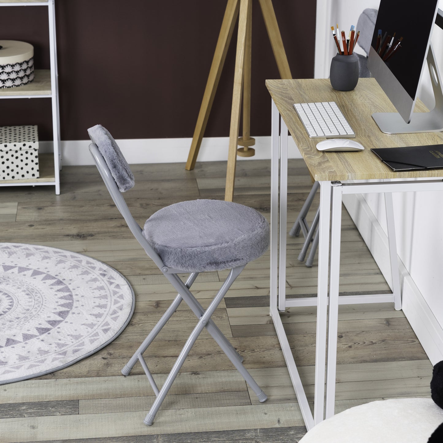 Opvouwbare Bureaustoelen – Klapstoelen – Vergaderstoelen – Vouwstoelen – Werkstoelen – Set Van 8 – Grijs – Met Ronde Leren Zitting En Voetensteun – 49 Cm Zithoogte