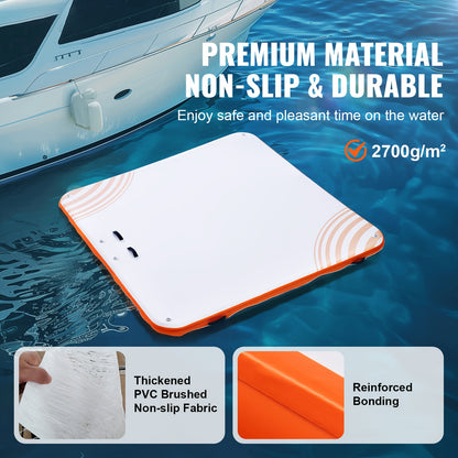 Drijvend Dock – Opblaasbare Steiger – Zwemplatform – Waterplatform – Drijvend Platform – 3,05x3,05 Meter – Stabiel PVC Materiaal – Inclusief Ladder