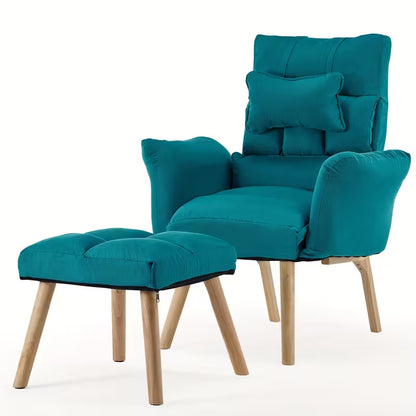 Relaxstoel – Fauteuil – Verstelbare Stoel – Ligstoel – Loungestoel – 6-Standen Rugleuning – Linnen Bekleding Met Voetenbank